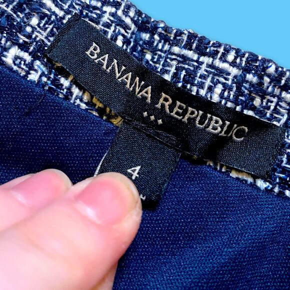 Banana Republic Outlet Blue Black Tweed Faux Wool Mini Skirt Size 4 - Picture 7 of 10